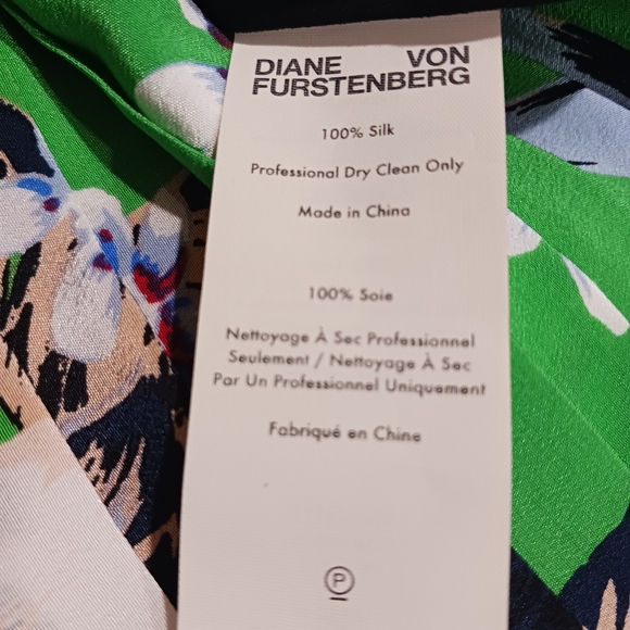 Diane Von Furstenberg Cinched Waist Bolan Palm Print Silk Dress - Picture 9 of 10